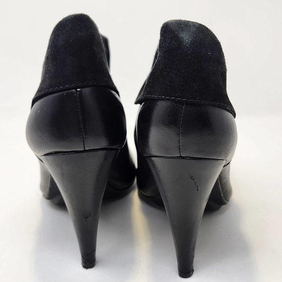 Coach Annika Heeled Ankle Booties Womens 7 B Black Leather Suede Fold Slip On - Picture 7 of 11